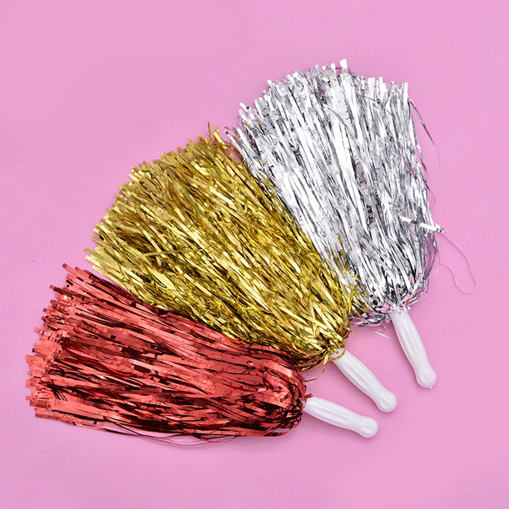 12Pcs Plastic Cheerleader Cheerleading Pom Poms Party Costume Accessory Set Ball Dance Fancy Dress Party Sports Pompoms Cheer (Random Color)