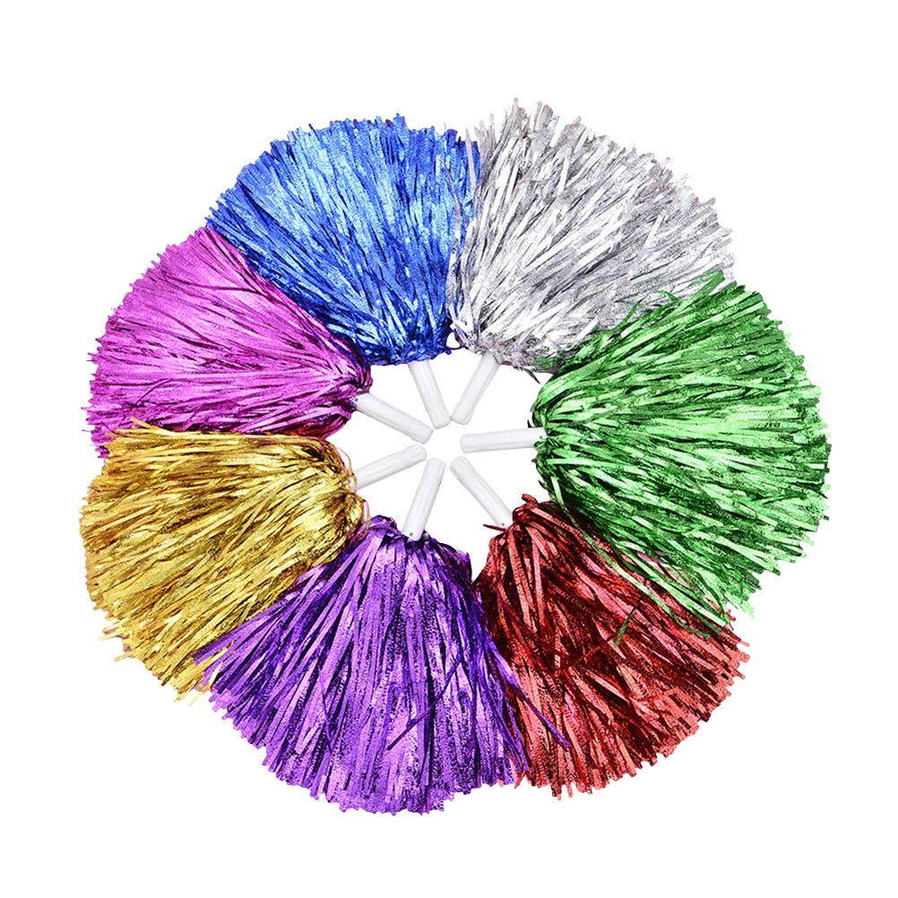 12Pcs Plastic Cheerleader Cheerleading Pom Poms Party Costume Accessory Set Ball Dance Fancy Dress Party Sports Pompoms Cheer (Random Color)