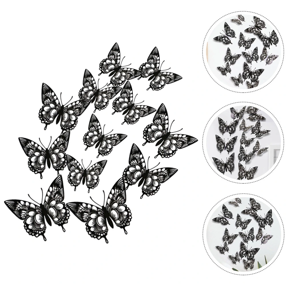 24pcs Butterflies Wall Stickers Glitter Wall Decals Art Decor Crafts Butterfly Wall Art Stickers