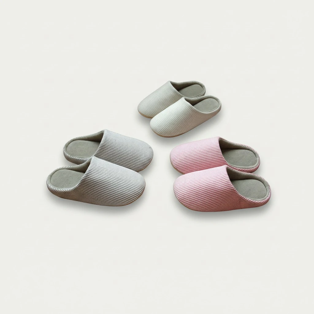 Bottom Floor Cotton Slippers Autumn Winter Couples Non-slip Silent Home Indoor Slippers Size L for 40-42 (Beige)