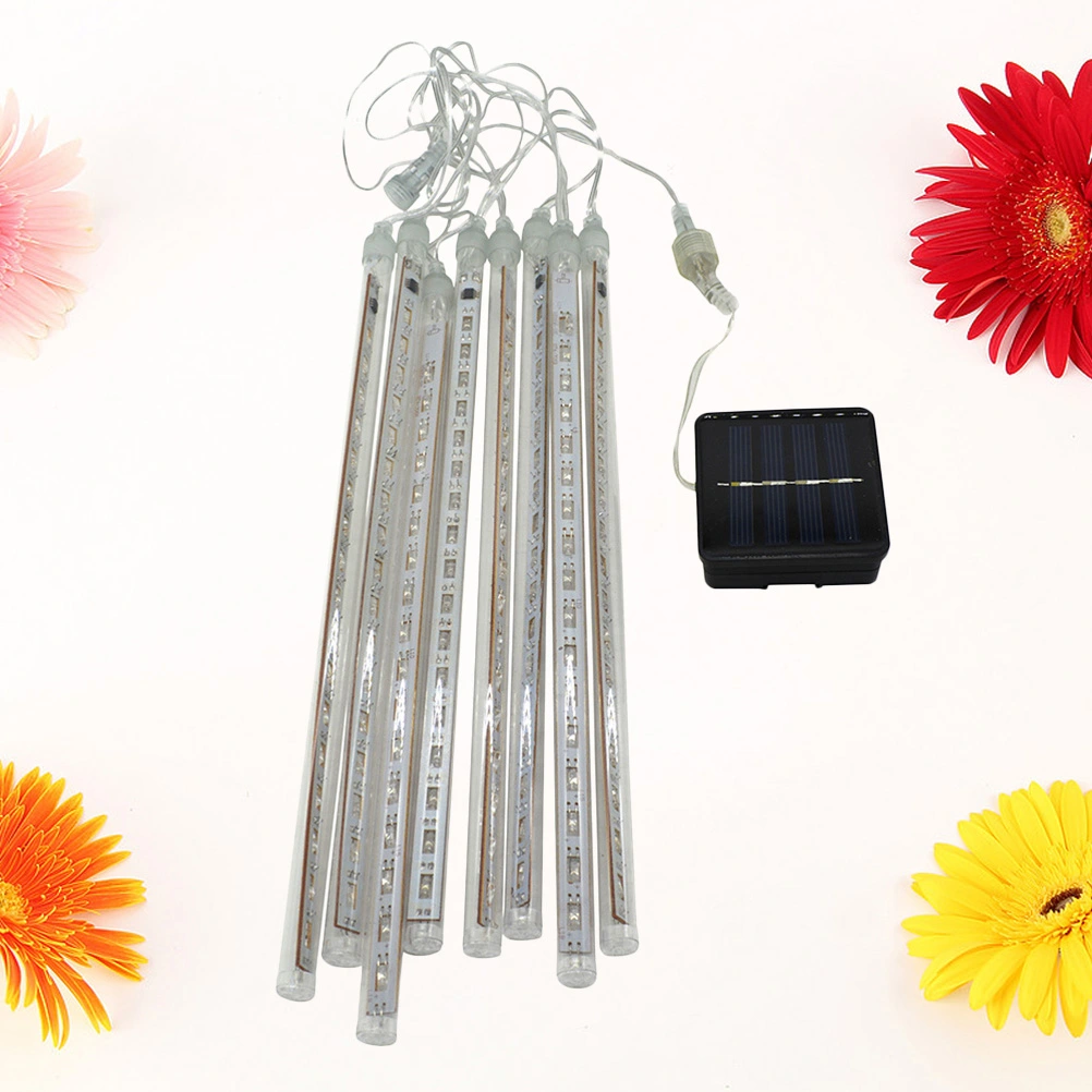 30cm 8 Tubes Meteor Shower Lights Solar Waterproof Xmas Decoration Falling String Lights for Wedding Party Christmas (Multicolor Light)
