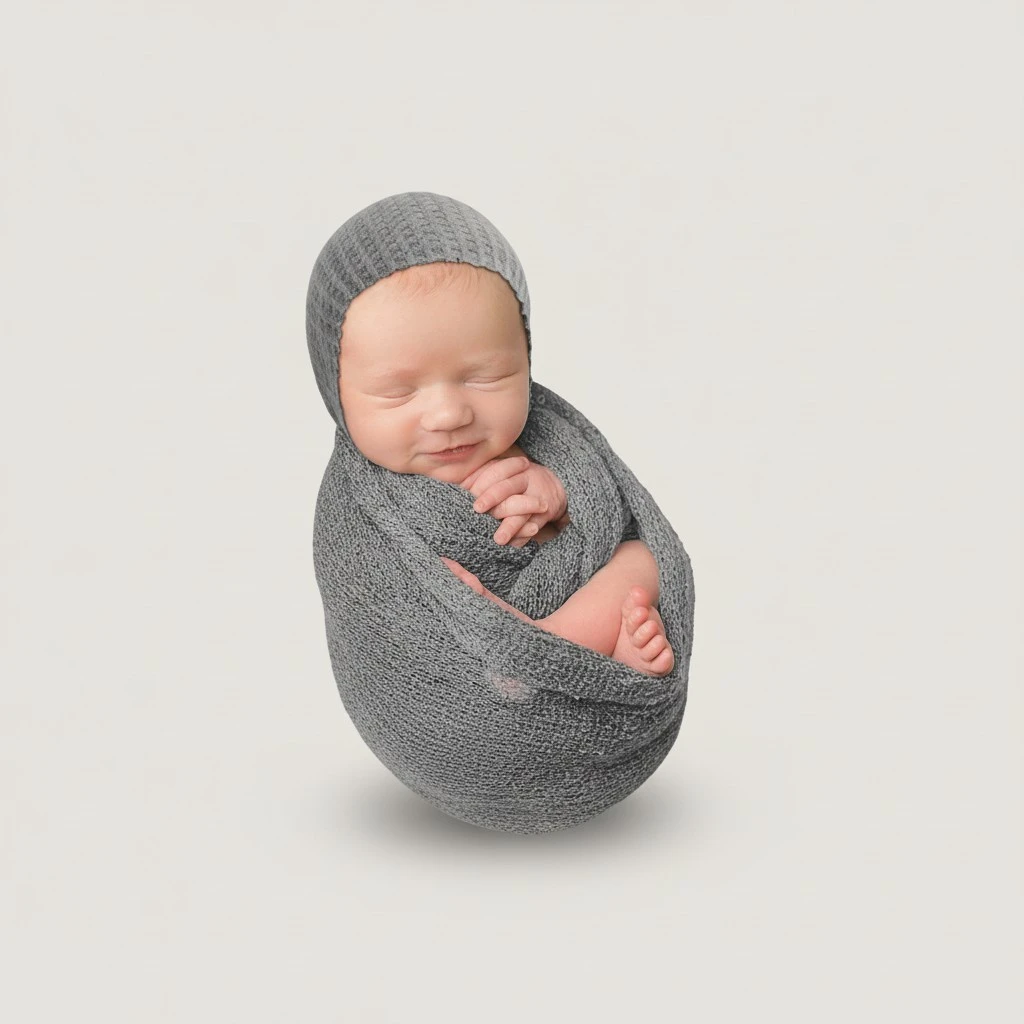 1 Set Elastic Newborn Swaddle Wrap and Hat Baby Photography Blanket Props