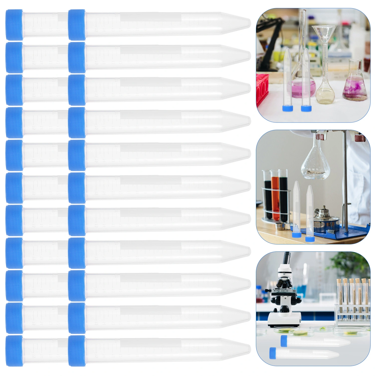 50pcs 15ml Centrifuge Tubes with Screw Scientific Experiment Test Tubes