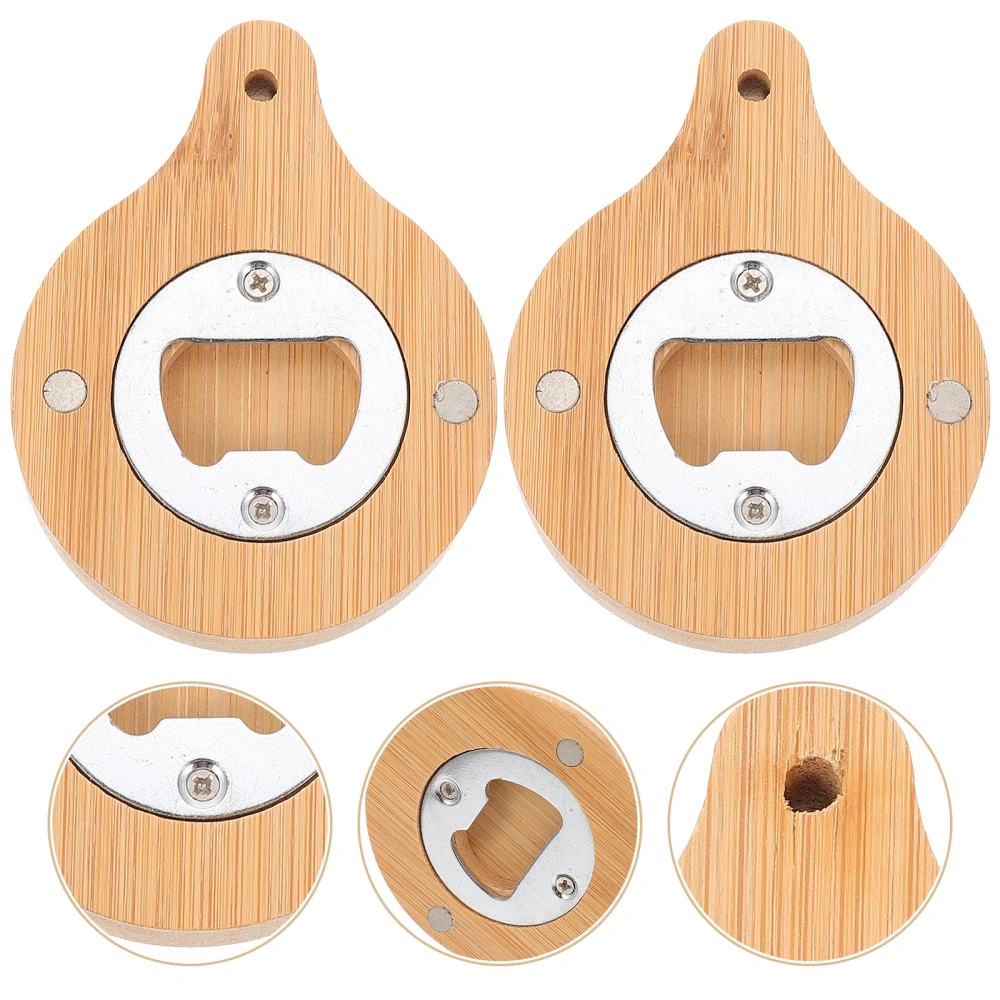 2Pcs Magnetic Beer Bottle Opener Bamboo Fridge Magnet Can Bottle Opener Fridge Decor