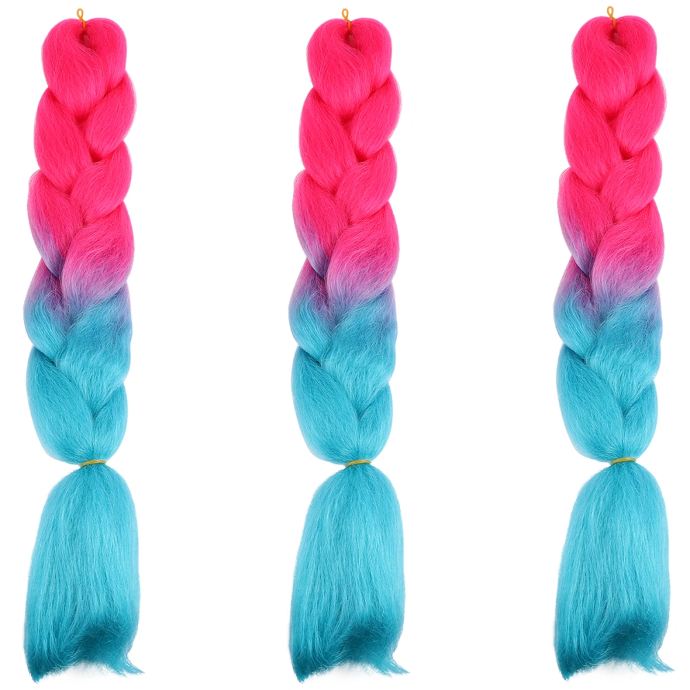 3pcs Fake Braid Headwear Gradient Color Braid Headdress Hair Accessories Hair Ornament for Women Girls (Peach Red and Lake Blue)