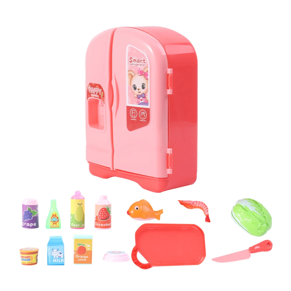 1 Set of Every Kitchen Kitchen Utensils Simulation Refrigerator Cupboard Parent-child Interactive Role Playing Toys (Type B Pink)