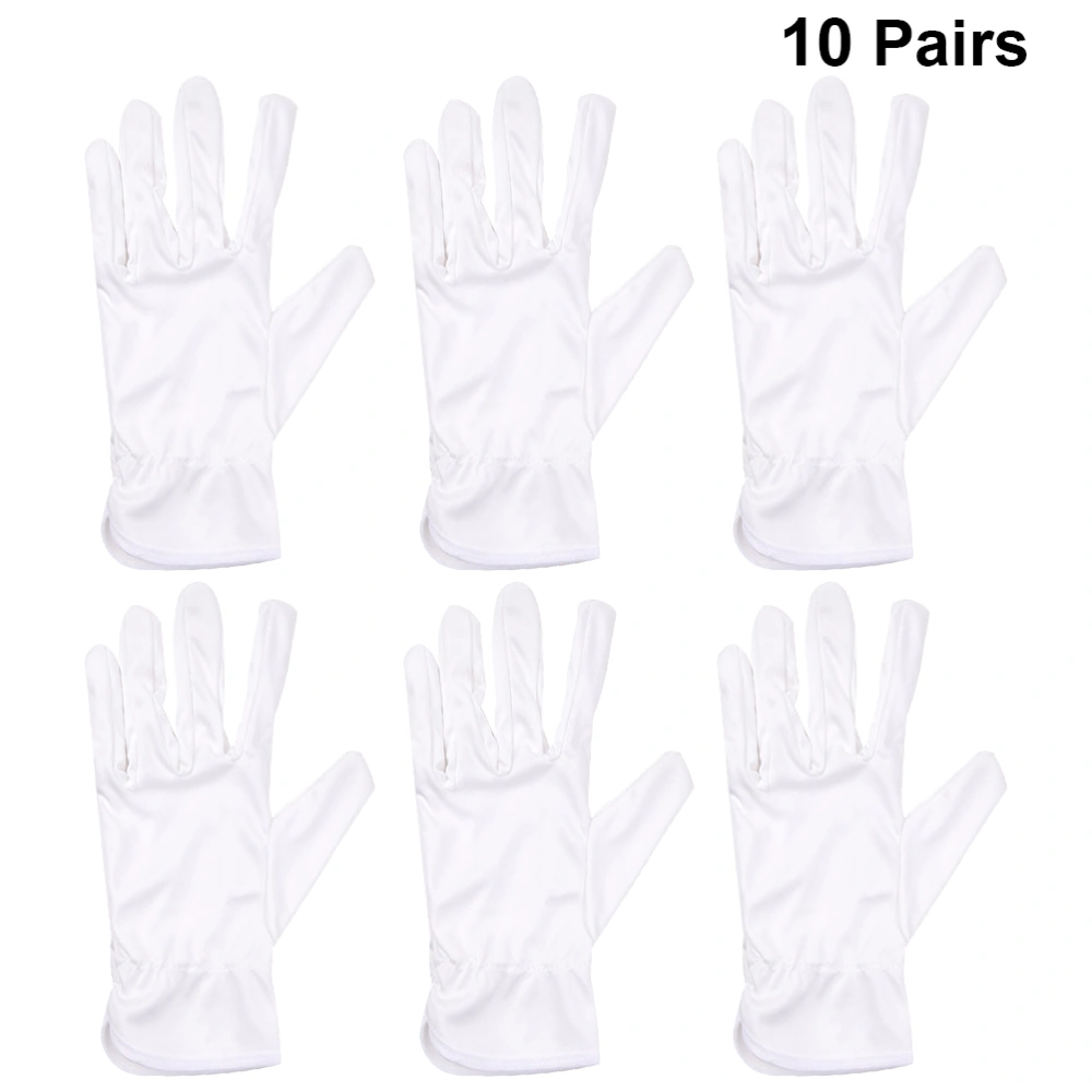 10 Pair Microfiber Gloves Dust-free Gloves Cosmetic Gloves Etiquette Gloves Jewelry Wipe Hand Protector (Size L)