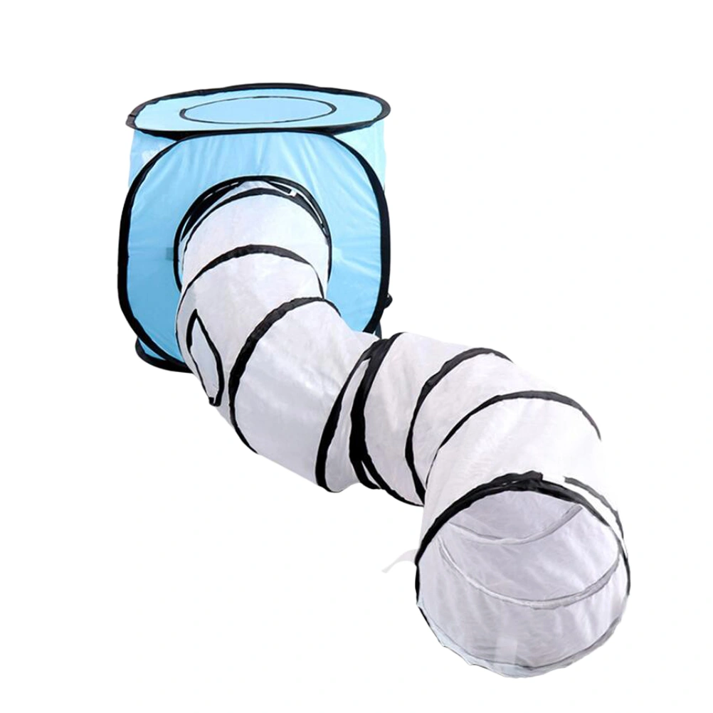 Cat S Shape Tunnel Foldable Cat Playing Tunnel Toys Interactive Tube Toys for Cats Kitten Playing (Blue)