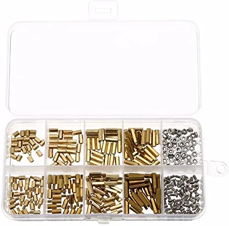 1 Box/300pcs Hexagon Copper Cylinder Nut Set Practical Fastening Screws