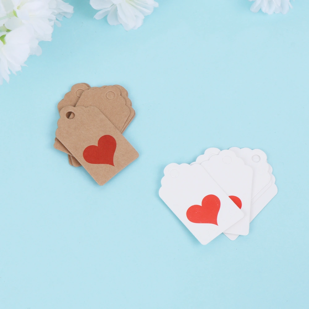 200pcs Heart Gift Tags Kraft Paper Tags Wedding Favor Gift Labels Valentine's Day Gift Wrapping (100pcs Kraft Paper + 100pcs White Card)