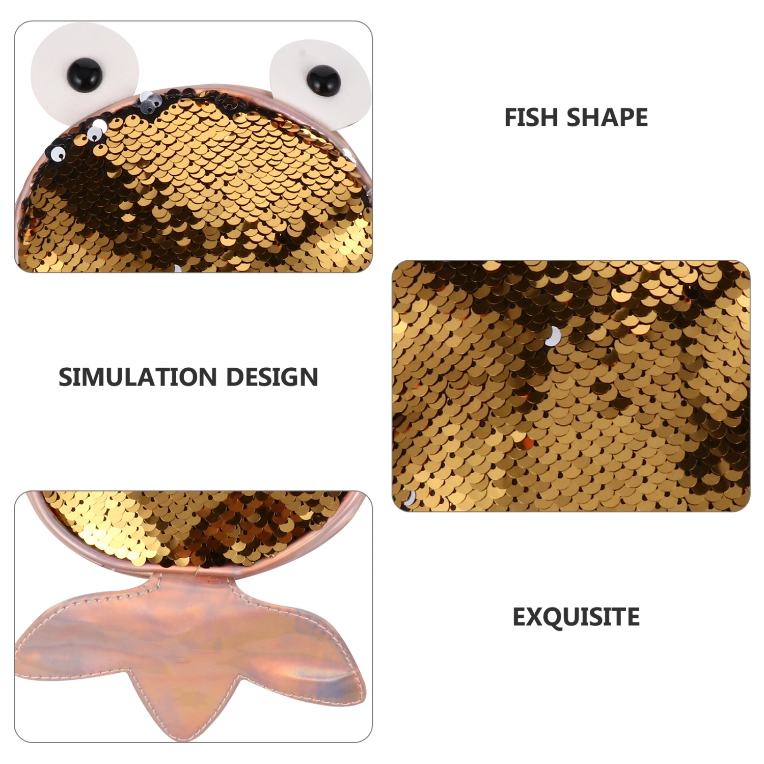 1 Pc Fish Design Phone Bag Fashionable Coin Purse Kids Shoulder Bag (Golden)