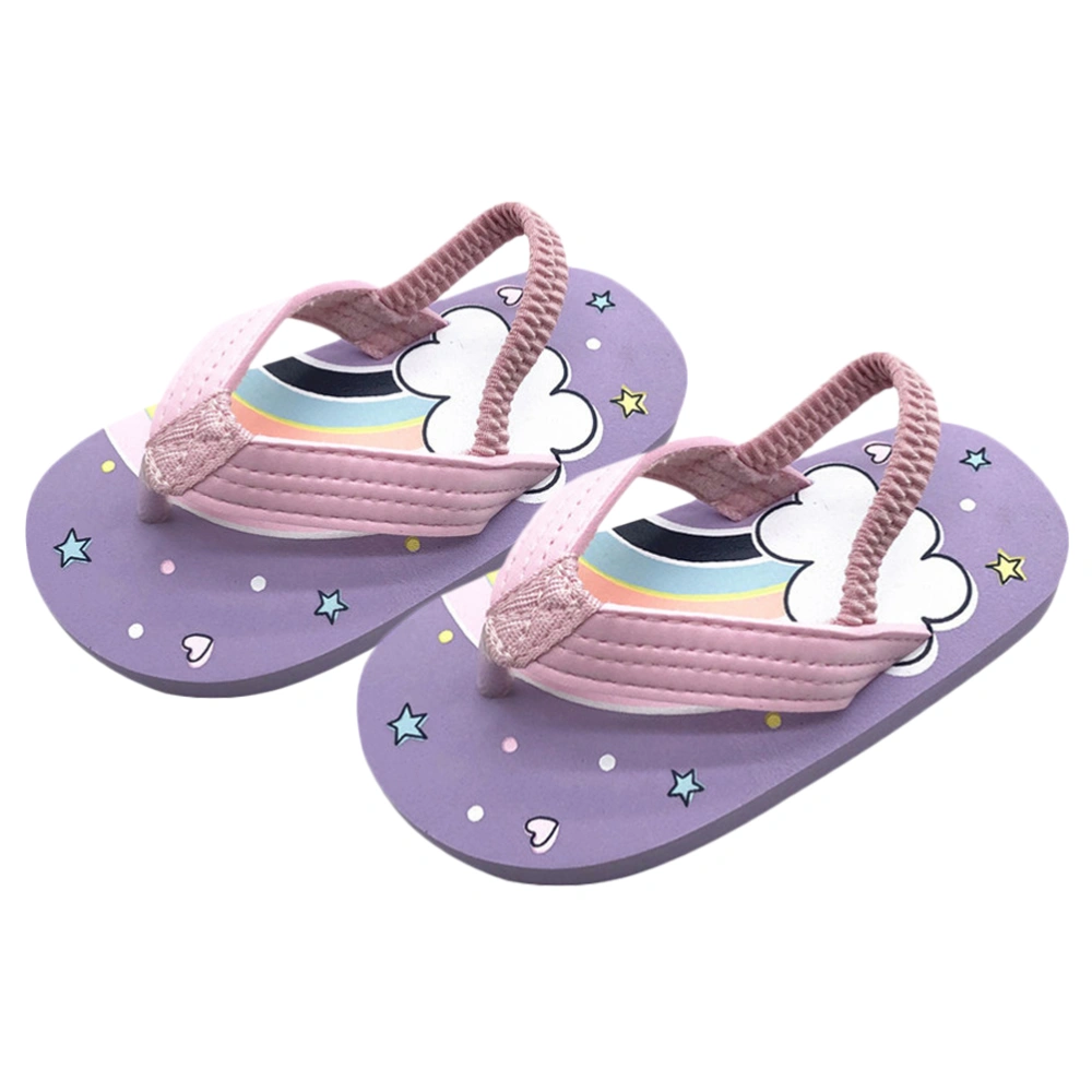 1 Pair Cartoon Flip-flops Anti-slip Beach Sandals Bottom Slippers Casual Beach Shoes for Boys Girls (Violet Size 24 15cm Length 9US 8UK 26EU 3.7335Inch)