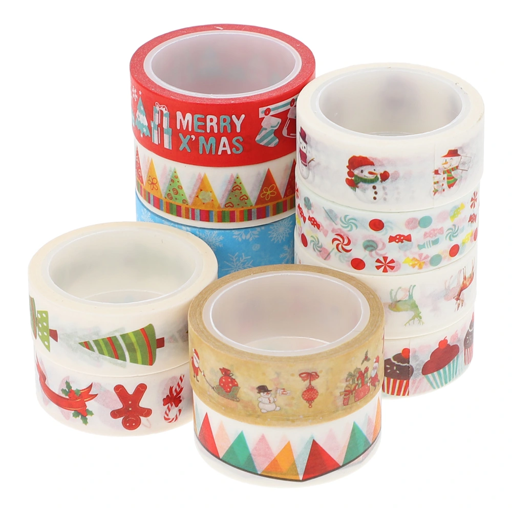 12 Rolls Christmas Design Washi Tapes Notebook Decorative Tapes Gift Stickers