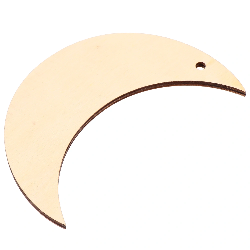 10pcs Wooden Moon Shape Hanging Ornaments Unfinished Wooden Slices Wooden Chip