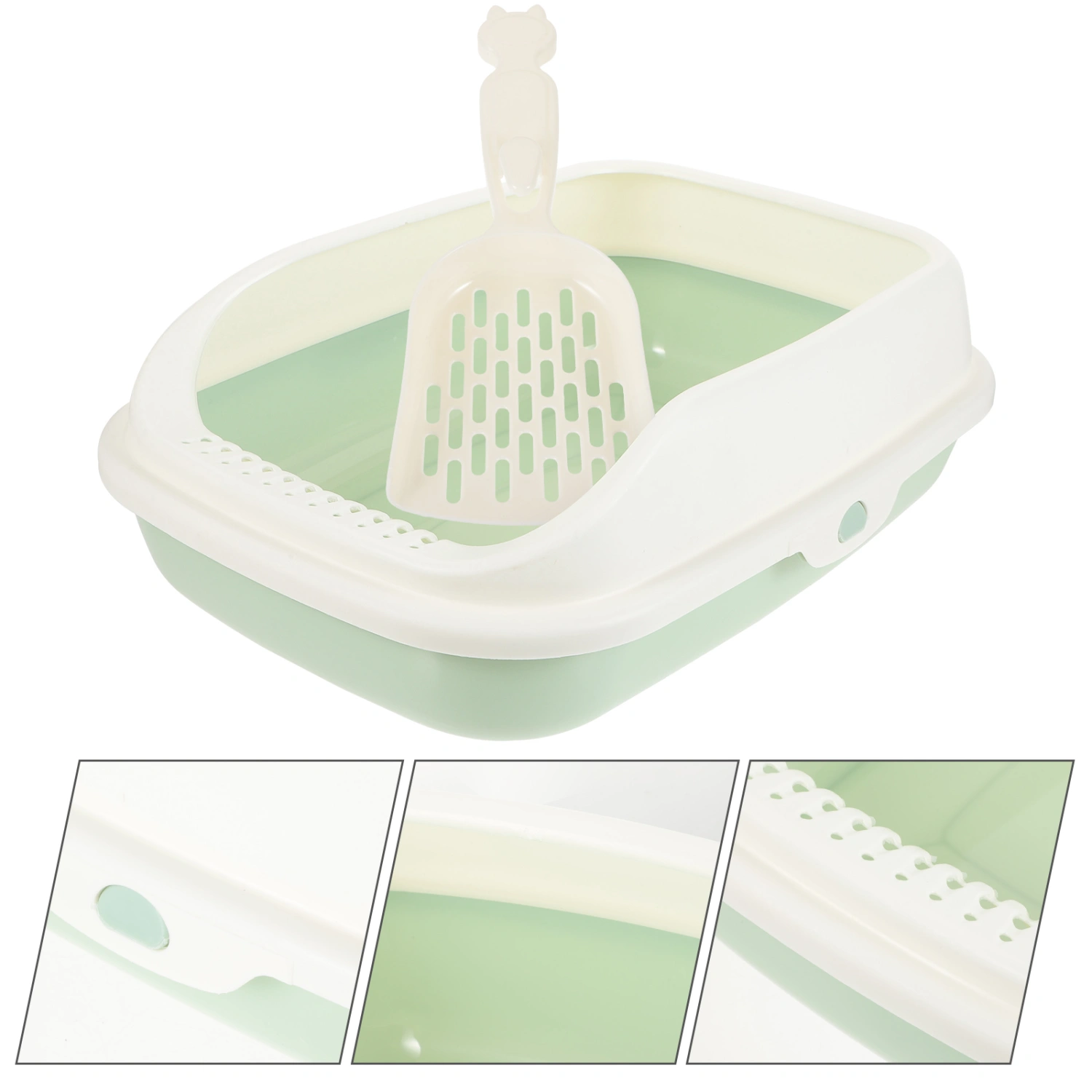 1 Set Cat Litter Box Semi-Enclosed Cat Kitten Litter Container with Scoop