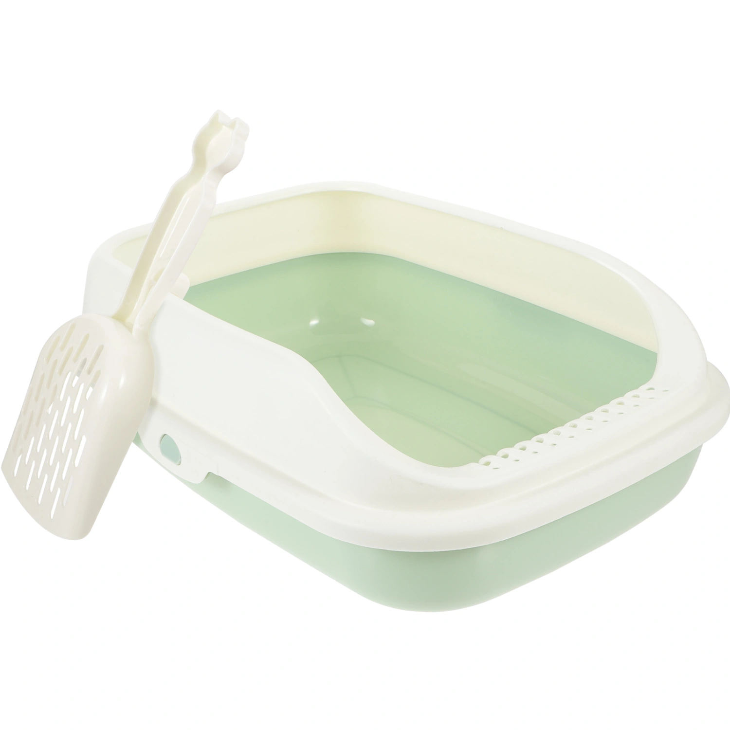 1 Set Cat Litter Box Semi-Enclosed Cat Kitten Litter Container with Scoop