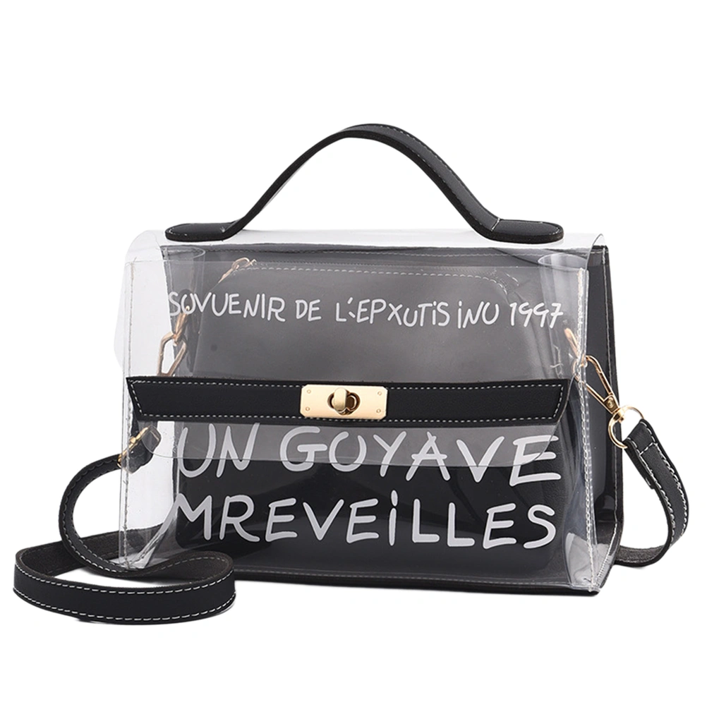 Female Transparent Bag Inner Pocket Fashion Wild Girl Diagonal Crossbody Bag Shoulder Bag for Women Girls Ladies (Black)