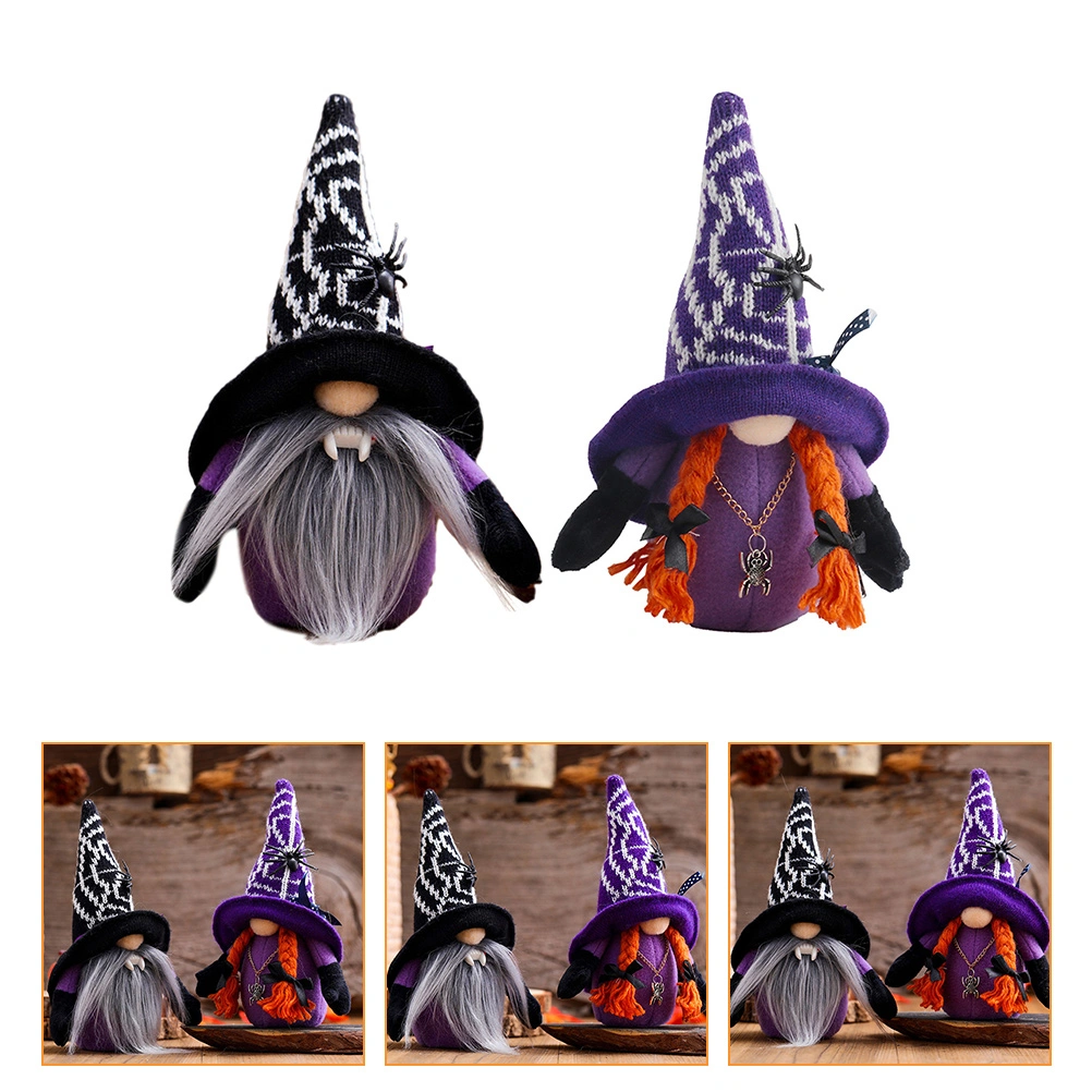 2pcs Halloween Gnome Doll Shop Show Window Decor Halloween Dwarf Doll