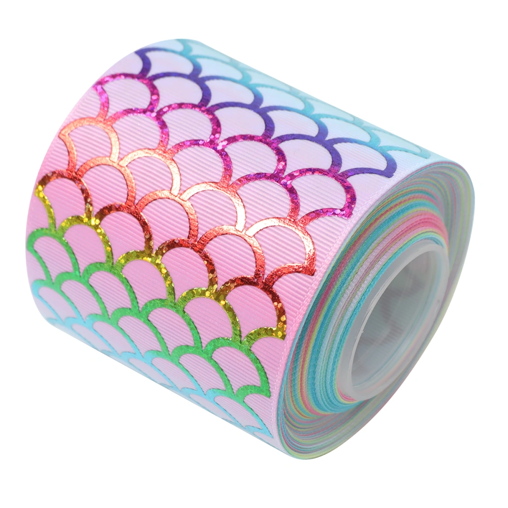 1 Roll Fish Scales Pattern Webbing Exquisite Rib Ribbon Colorful Fish Scale Strap Creative Decorative Ribbon for Studio Store Use