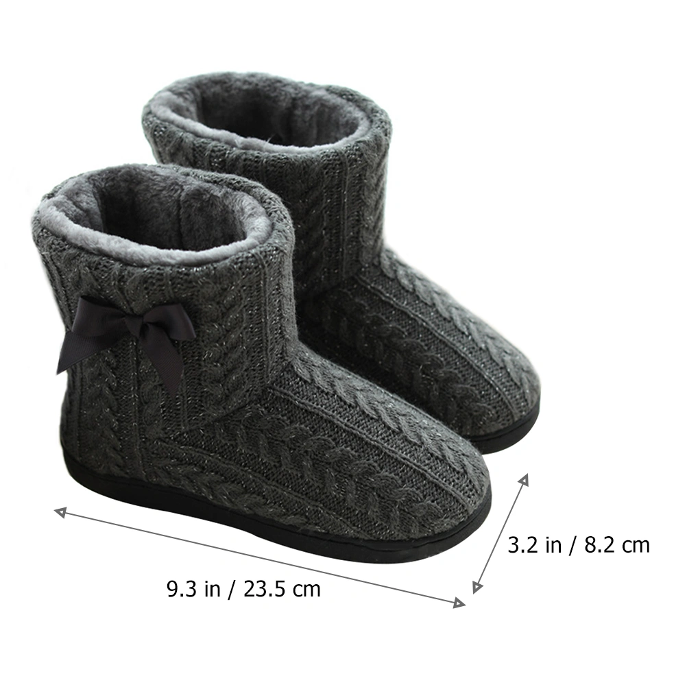 1 Pair Winter Warm Boots Dark Grey Flat Bottom Boots Thick Sole Boots for Female