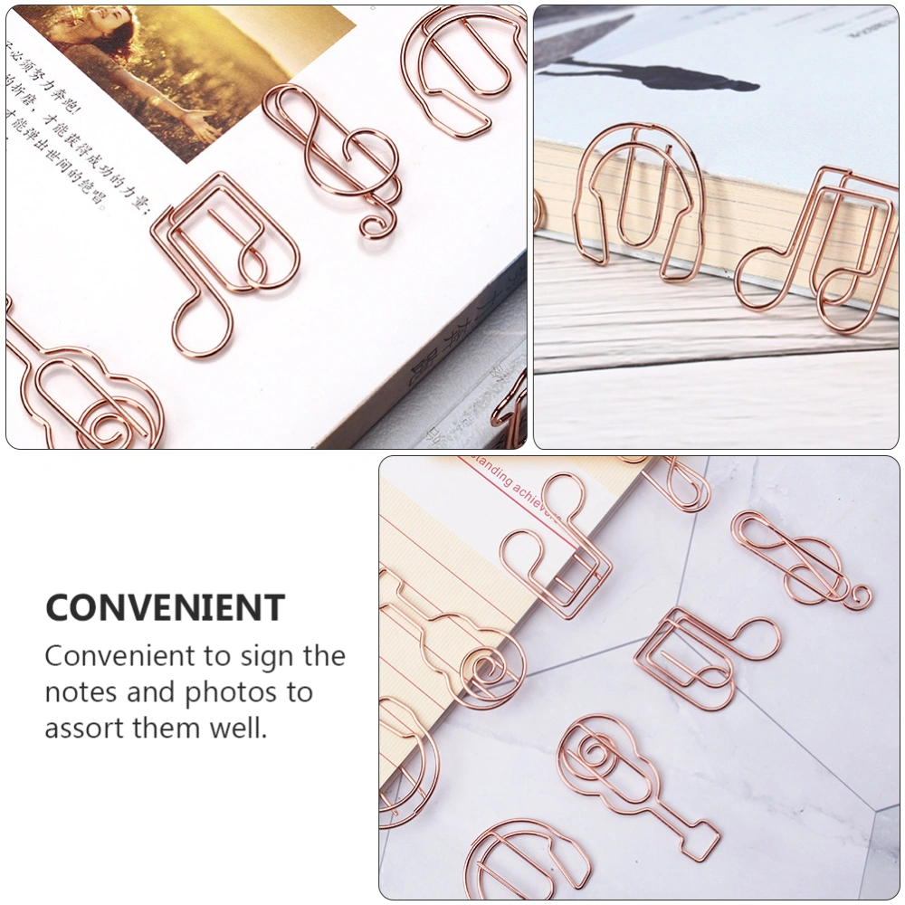 12pcs Creative Musical Notes Instrument Style Paper Clips Bookmarks Mixed Style