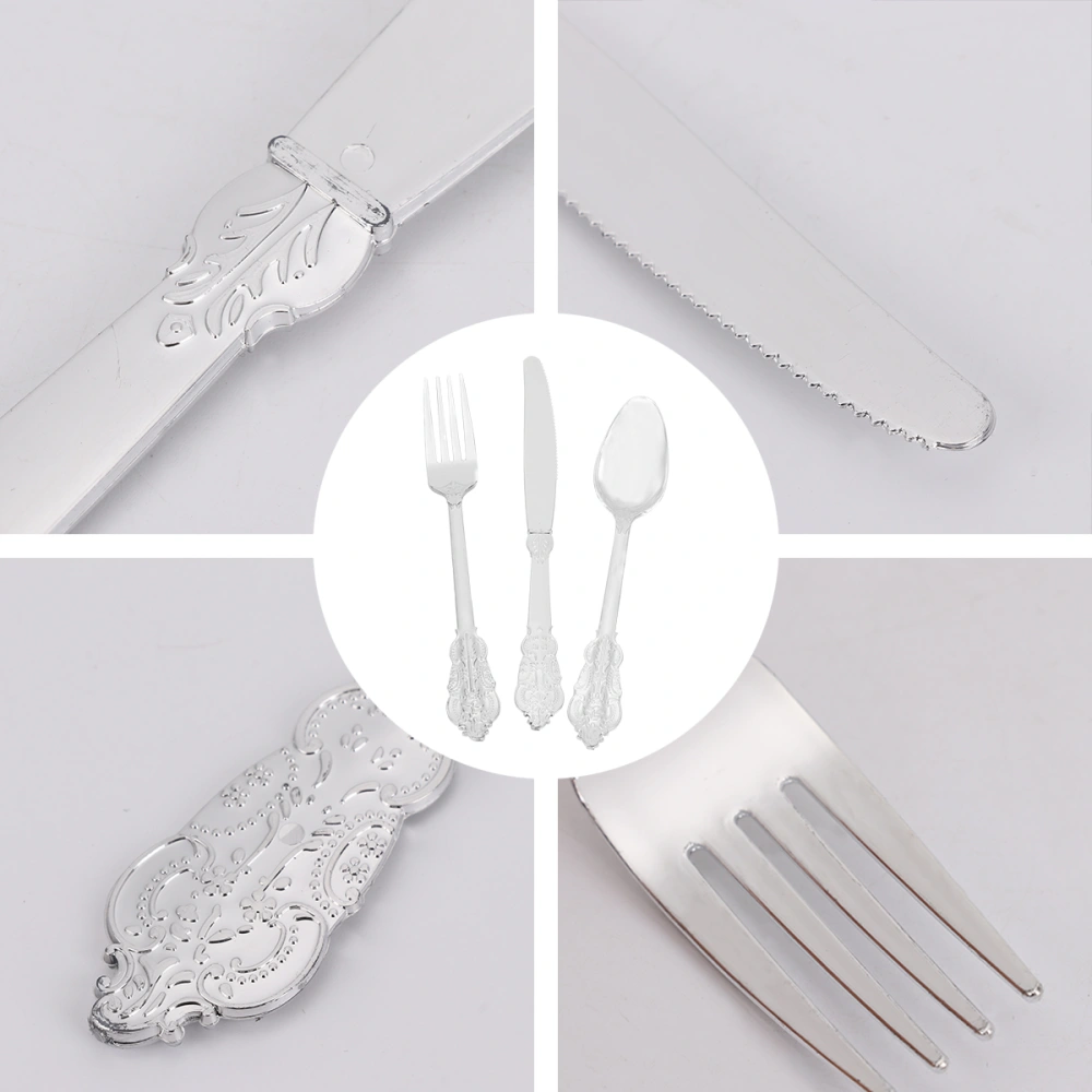 12Pcs Healthy Multipurpose Culteries Plastic Knives Cutting Tools (Silver)