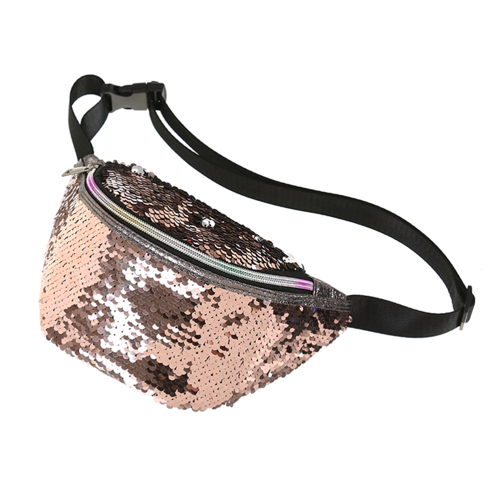 1PC Mermaid Fashion Champagne Sequin Waist Pouch Mermaid Sequins Pockets Fashion Sports Shoulder Bag Slung Sequin Bag