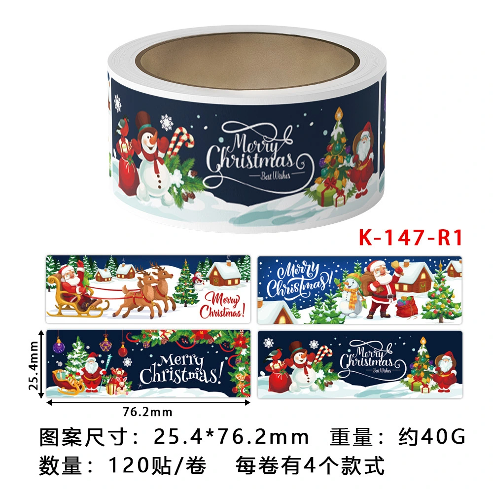 2 Rolls Gift Sealing Labels Box Sealing Decal Xmas Gift Box Self-adhesive Stickers Roll