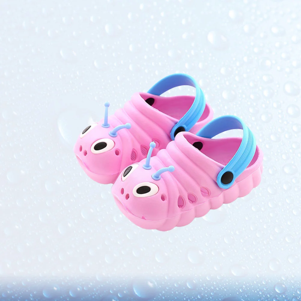 1 Pair Caterpillar Beach Non-slip Shoes Cartoon Summer Sandals Cool Slipper for Boys Girls (Pink Size 23 Length 13.5cm)