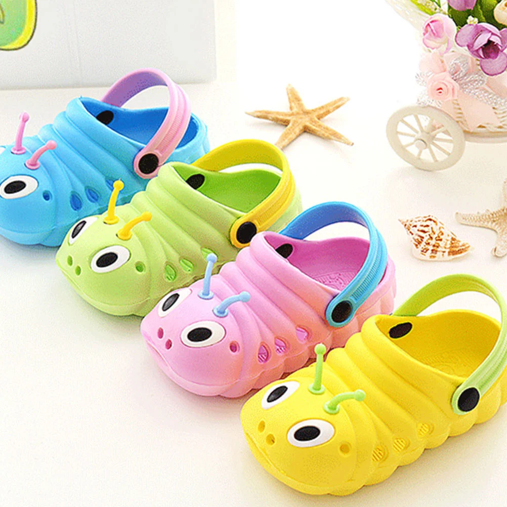 1 Pair Caterpillar Beach Non-slip Shoes Cartoon Summer Sandals Cool Slipper for Boys Girls (Pink Size 23 Length 13.5cm)