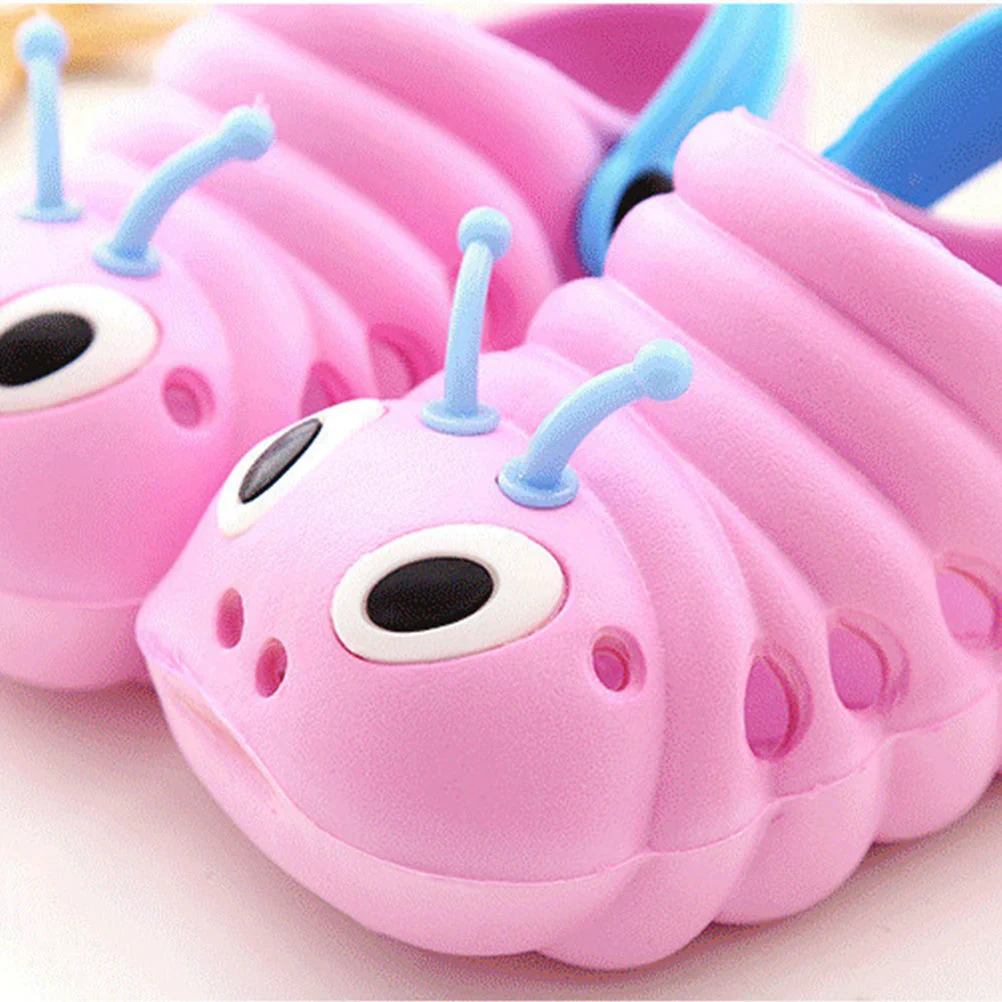 1 Pair Caterpillar Beach Non-slip Shoes Cartoon Summer Sandals Cool Slipper for Boys Girls (Pink Size 23 Length 13.5cm)