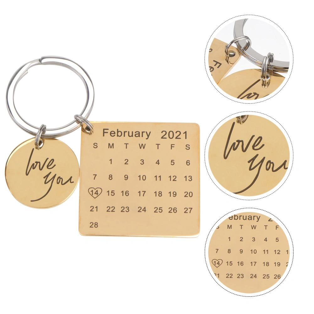 1Pc DIY Couple Keychain Decorative Calendar Shaped Key Ring Creative Souvenir