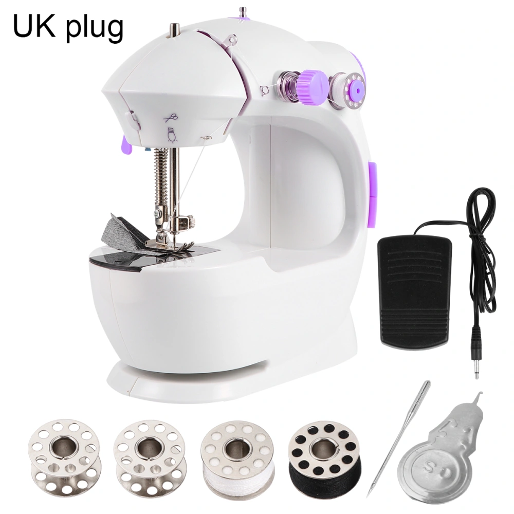 Mini Sewing Machine Electric Multifunctional Small Desktop Sewing Machine for Home (Purple, Original British Rules)