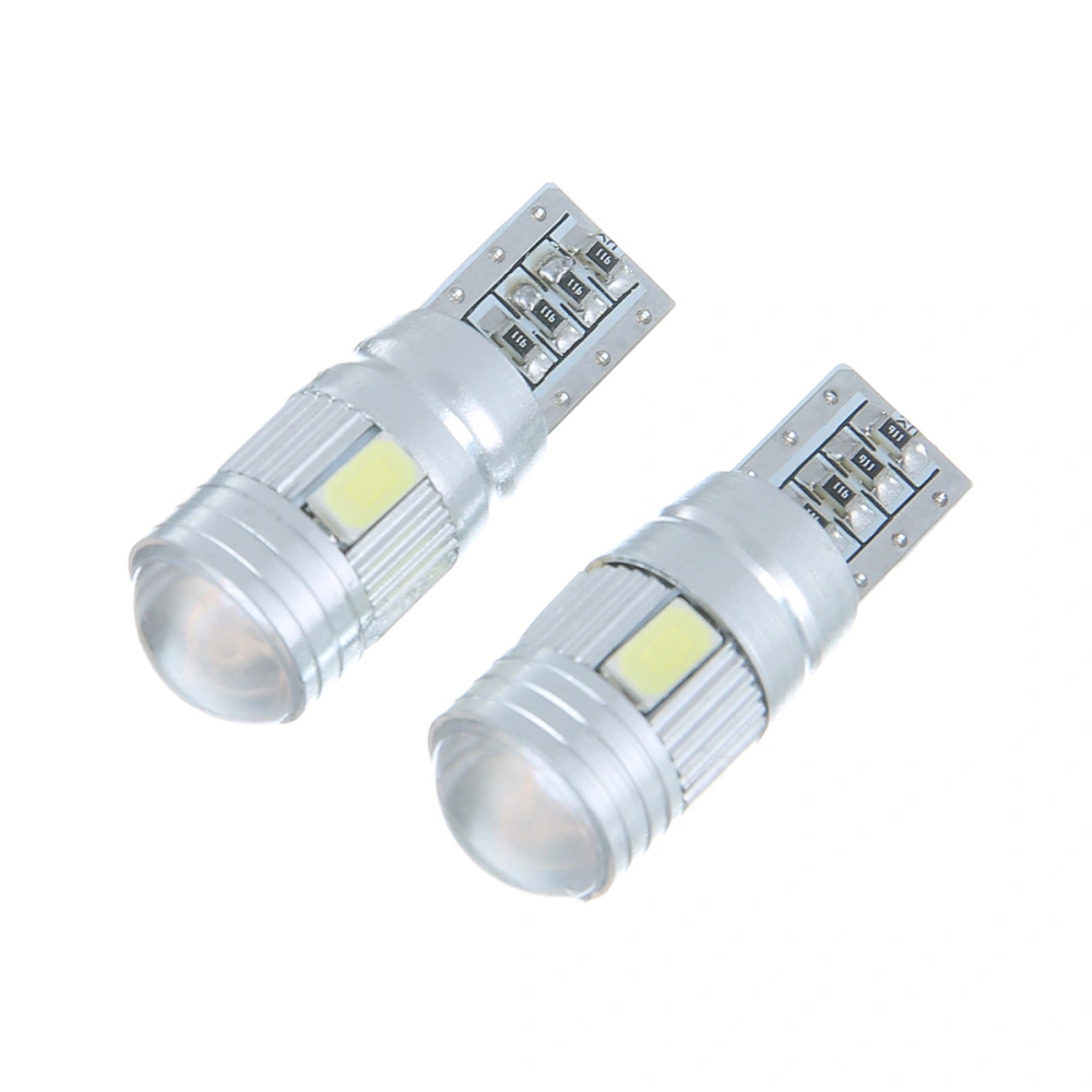 10pcs 6 SMD LED Car Interior Bulb Decoded CANBUS Lamp Light Bulb T10 5630 for Interior Car Lights License Plate (White Light)