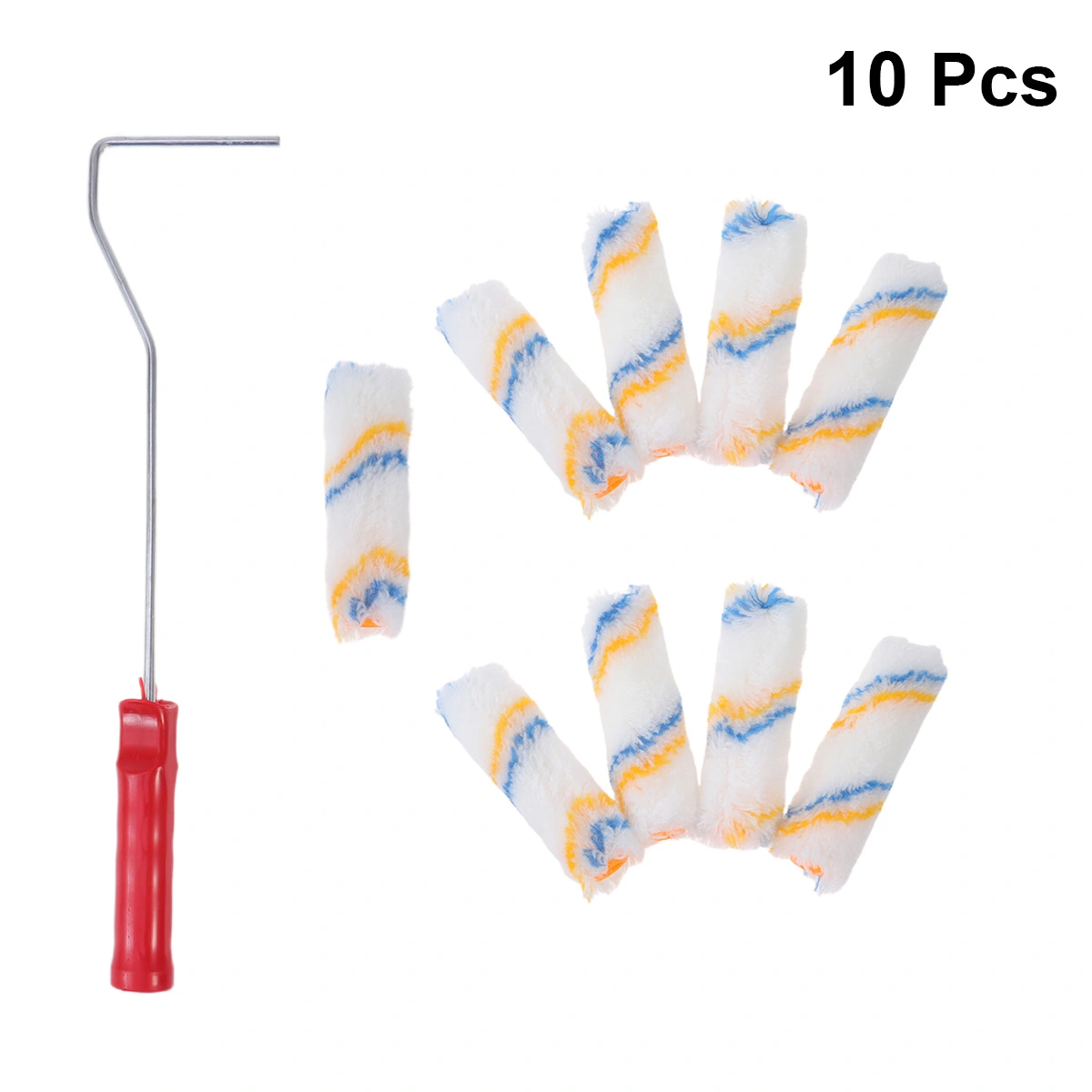 10pcs Useful Wall Paint Brushes Roller Paint Brush Portable Wall Rolling Brush 360 Degrees Brush for Home Office Room (Random Color of Handle)
