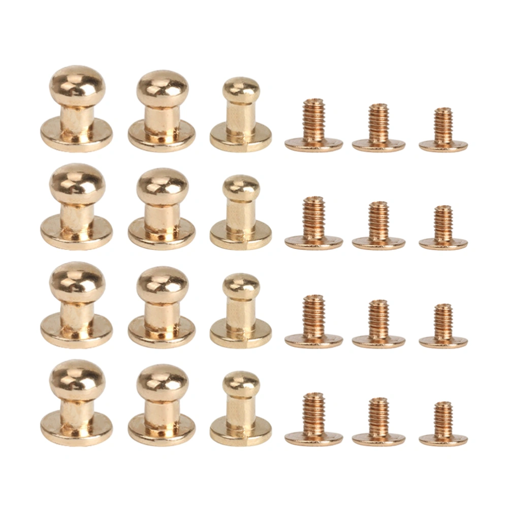 72pcs DIY Luggage Supplies Screw Nails Set DIY Leatherware Thick Flank Nails Accessories (8mm, 7mm, 6mm for Each 12 Pairs Golden)