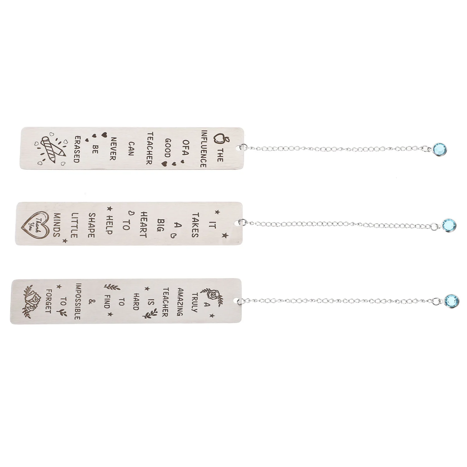3Pcs Stainless Steel Bookmarks Book Reading Page Markers Metal Bookmarks Teacher's Day Presents