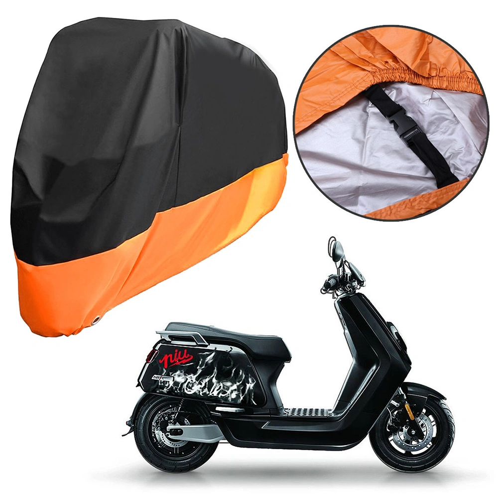 Universal Outdoor Motorcycle Motorbike ATV Scooter Dustproof Waterproof Sun Block Protective Cover Rain Cover Protector - Size L (Black and Orange)