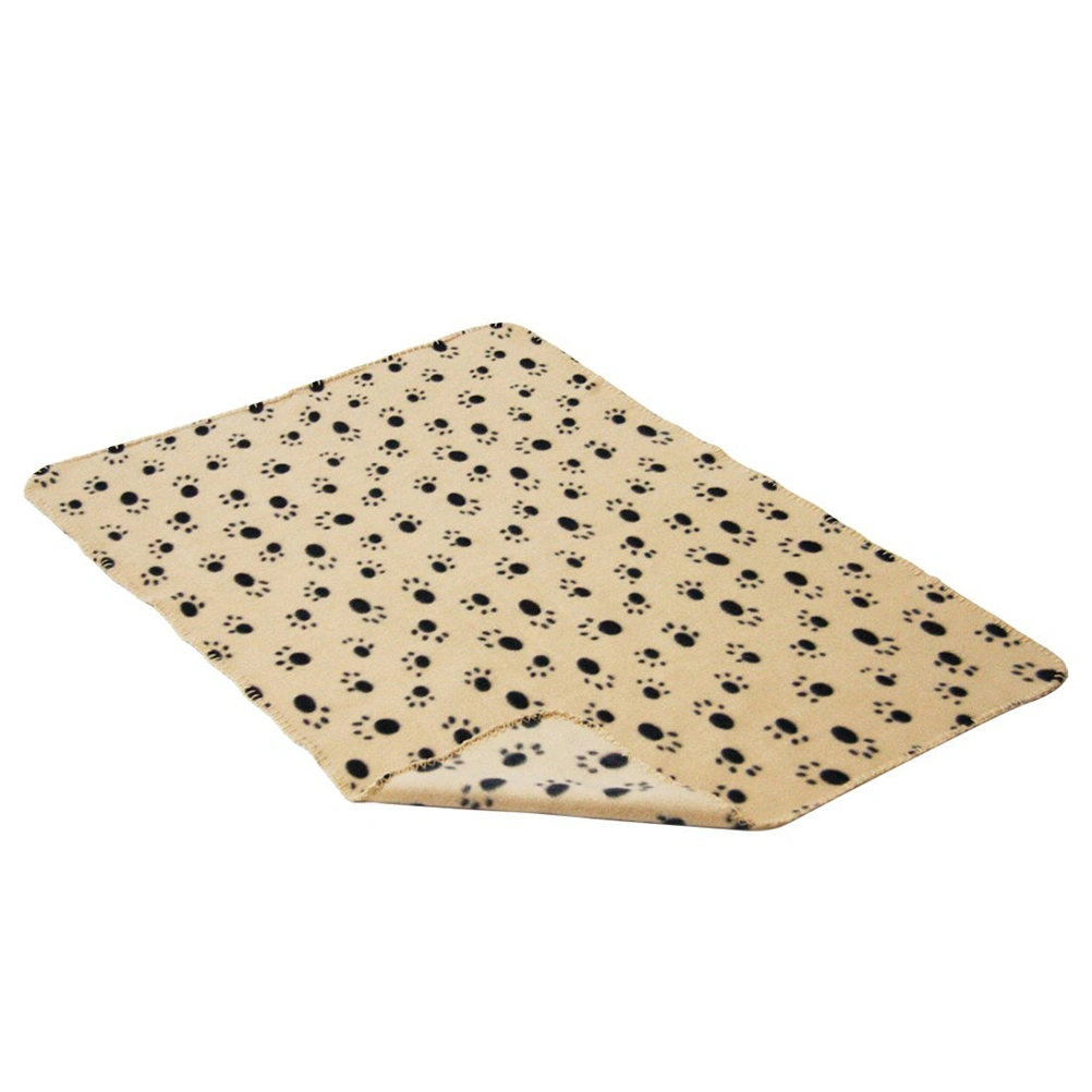 Pet Dog Cat Paw Fleece Throw Blanket (Beige)