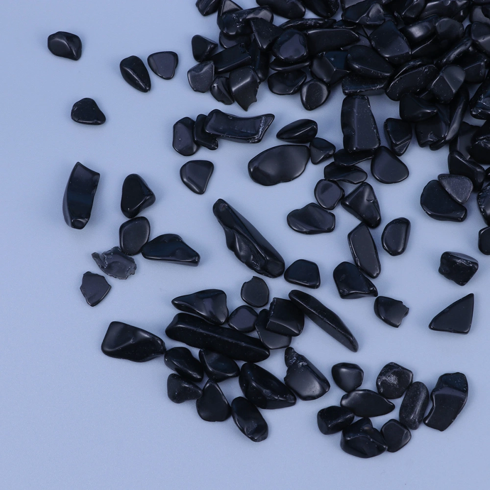 500g Natural Stone Chips Irregular Crystal Stone Beads Decorative Obsidian Gravel for DIY Crafts Jewelry Making Aquarium (Black)