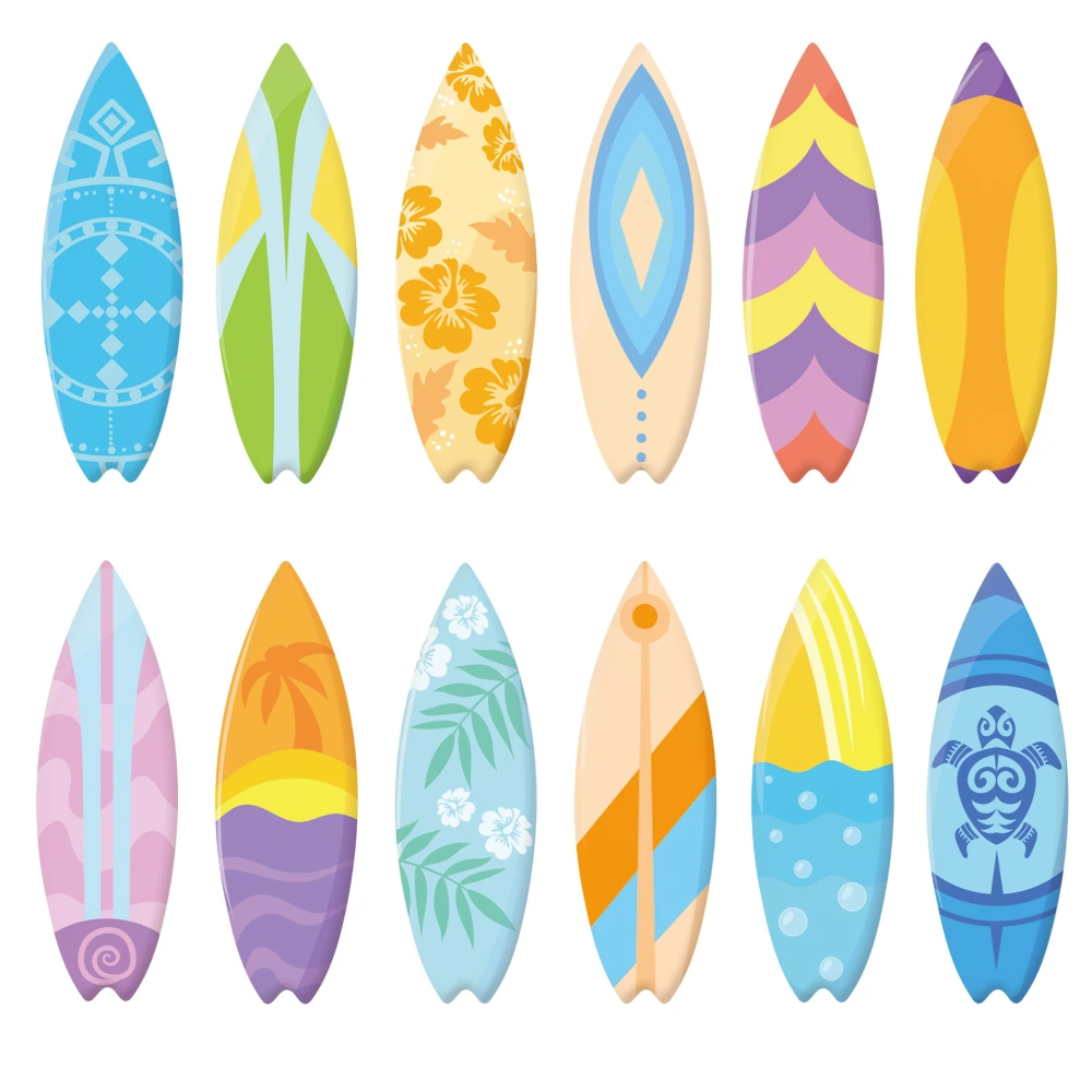 1 Set of Hawaiian Surfboard Stickers Summer Surfboard Decals Decorative Wall Surfboard Stickers Decors