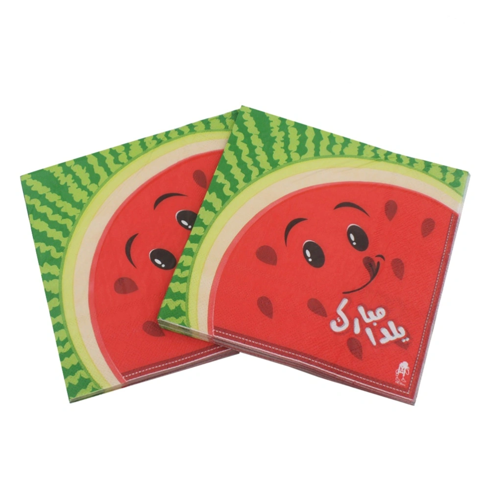 20Pcs Lunch Napkin Printed Napkin Paper for Birthday Dinner Party Favors Supplies (Watermelon)