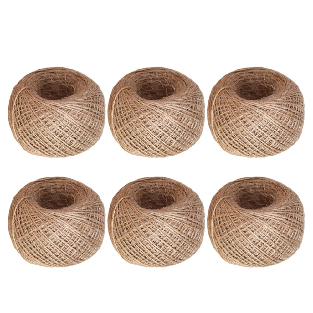 6Pcs 30M Length 6 Strands of 3 mm Woven Natural Jute Rope Twine Durable Packing String for Gifts DIY Crafts Bundling(Cowhide)