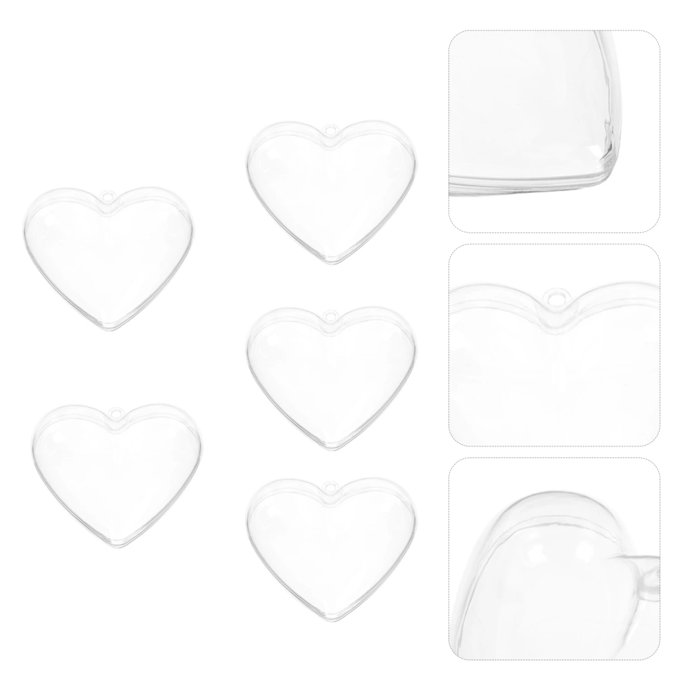 5PCS Heart Shaped Boxes Clear Plastic Candy Box Transparent Ball for Christmas