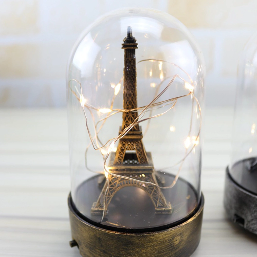 Creative Eiffel Tower Night Light Glass Cover Acrylic Glass Cover Retro Decoration Crafts Gift DIY(Color Randomization,without Batteries)