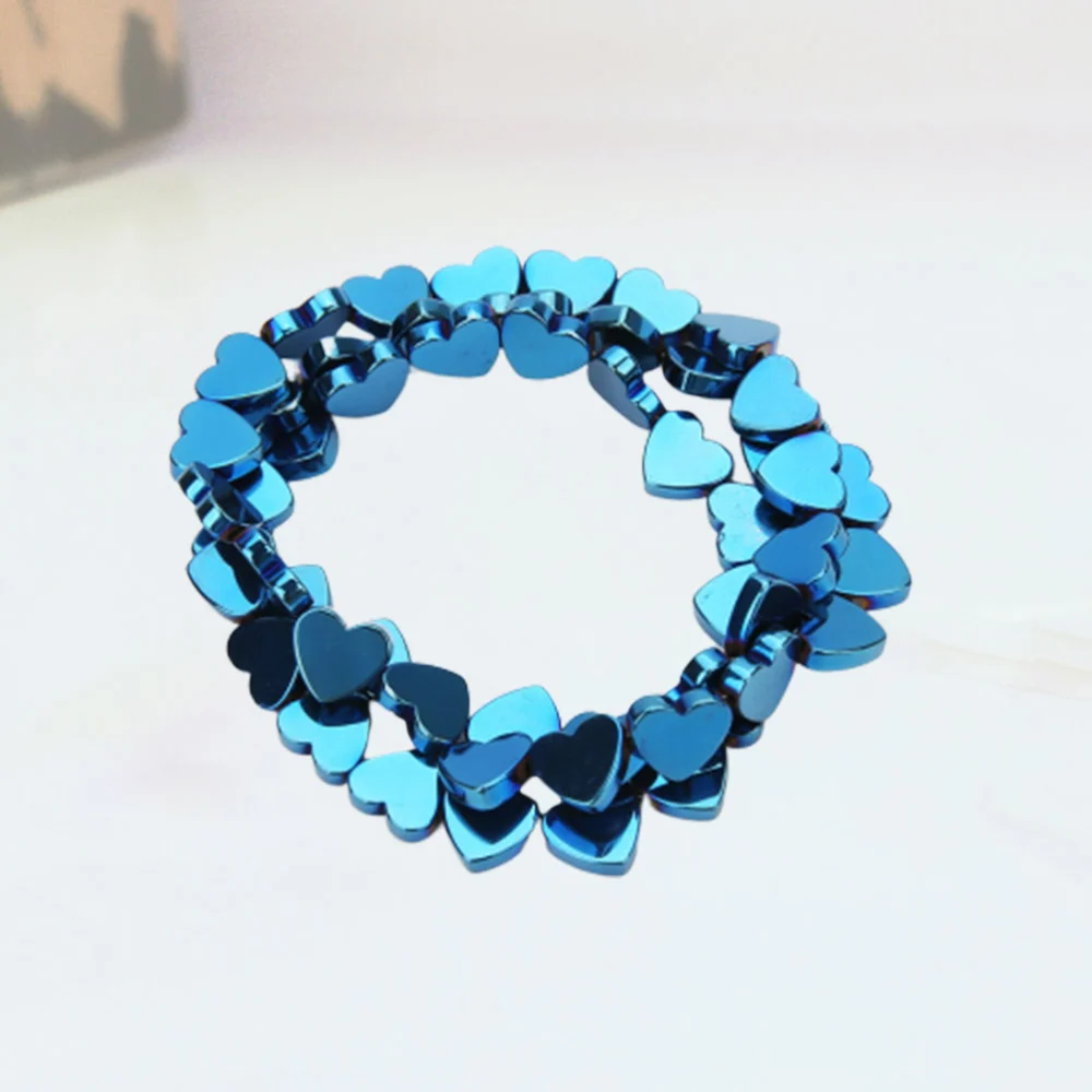 About 50 Pcs Plating Colored Stone Beads Hollow Heart Shape Chain Beads Creative Craft Beads for DIY Jewelry Accessories Bracelet Necklace (Blue, 8mm)