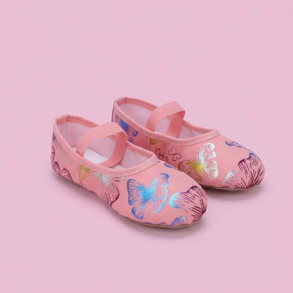 Kids Sole Ballet Dance Shoes Printing Ballet Slippers Dance Gymnastics Yoga Shoes - Size 24(Random Pattern Position)