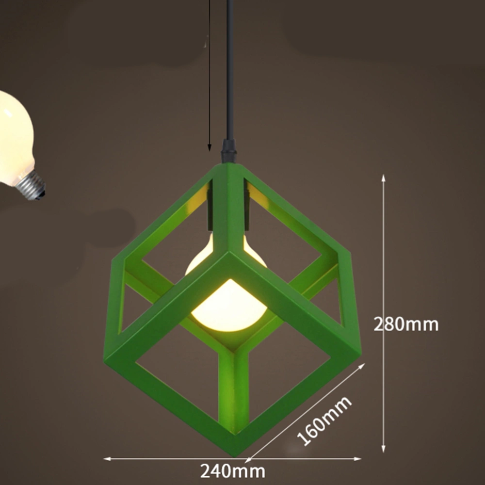 Quartet Iron Chandelier Geometric Showcase Light for Bar Restaurant Shop Home (Green, with 7-watt Warm LED Bulb)