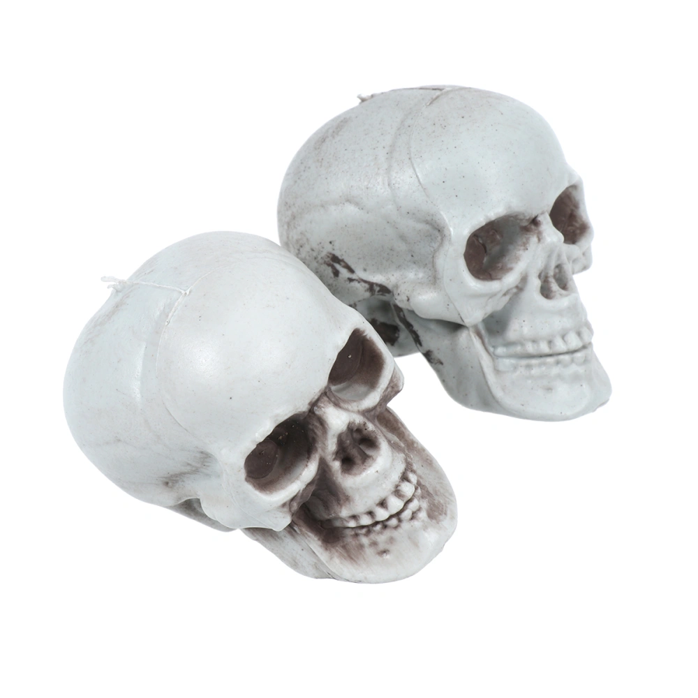 2pcs Halloween Scary Simulation Skull Decor Mini Plastic Skull Skeleton Props for Bar Haunted House Roombreak Party