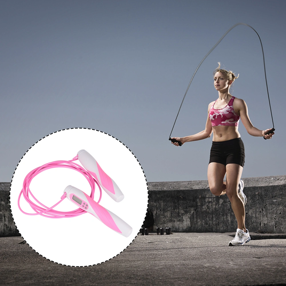 Electronic Counting Jump Rope Skipping Rope Fitness Workout Weight Bearing Sports Accessories without Battery for Gym Training Game (Pink)